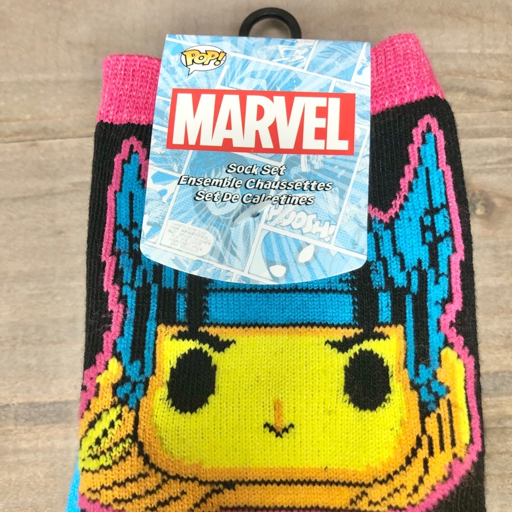 Funko Pop! Marvel Black Light Socks 3-Pack - Picture 3 of 8